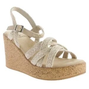 NOMAD VENICE SIZE 10 WEDGE NATURAL SANDALS.